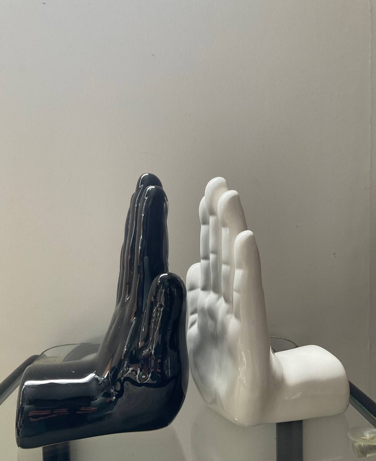Pair of ceramic Hands bookends from the 70s