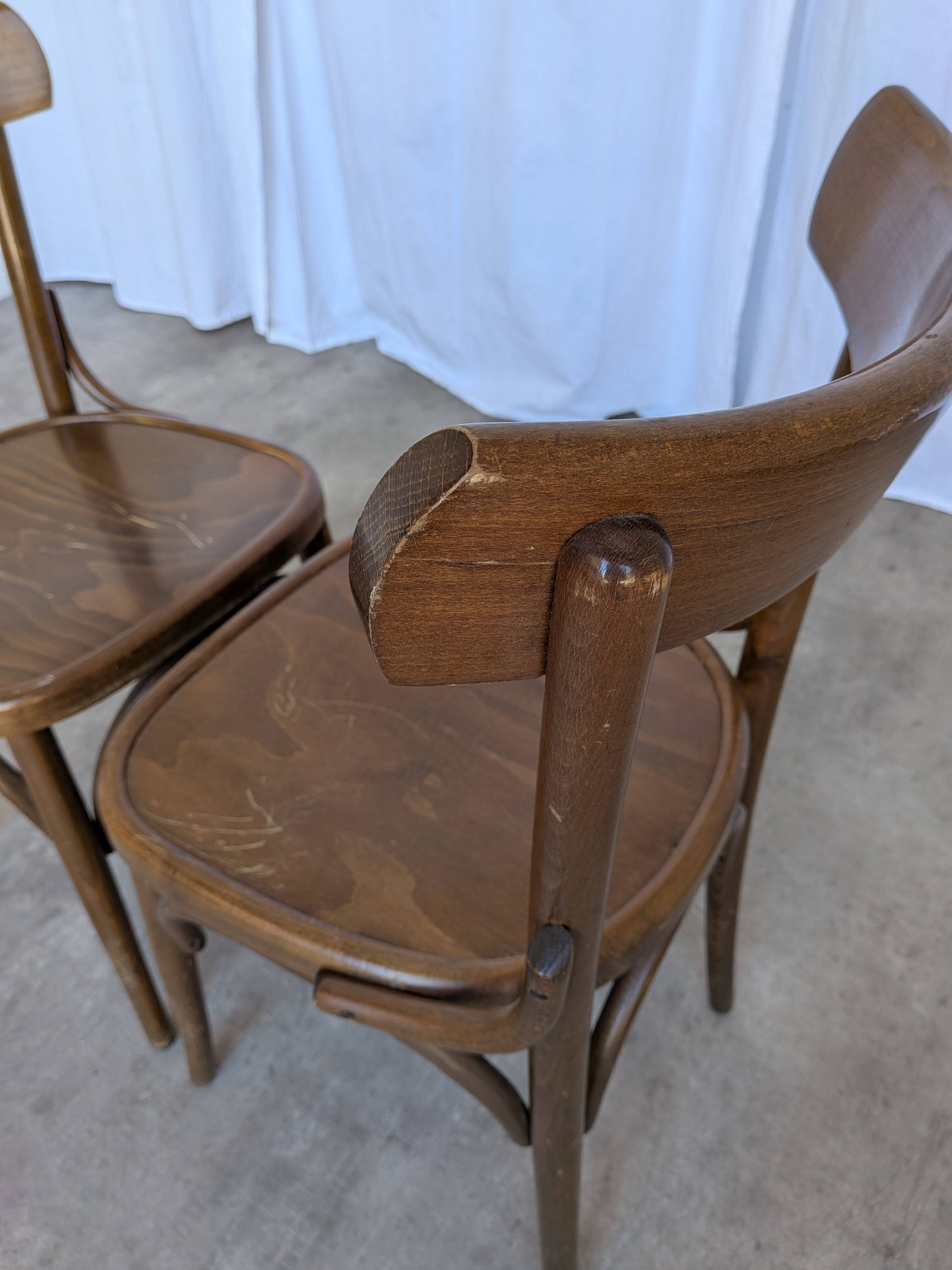 Set of 2 Vintage Wooden Dining Chair: Mid-Century Bistro Style, Yugoslavia