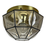 Ceiling Light "Iron Rings" made of Brass and Glass by Glashütte Limburg, Germany, 1970s