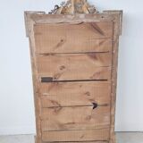 Rectangular mirror in light green lacquered wood with pediment H:1m39