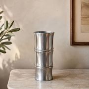 Vintage bamboo vase in aluminium cast – 1980s