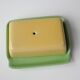 Small vintage ceramic butter dish - green and yellow