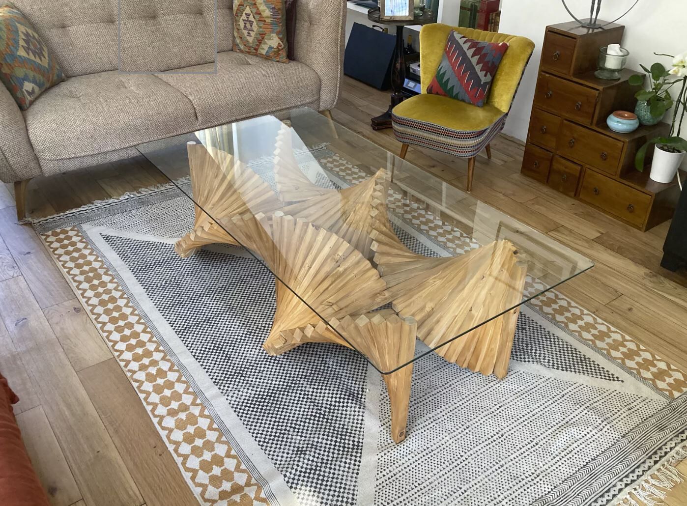 Glass coffee table