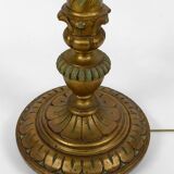 Floor lamp in gilded carved wood and pearly glass lampshade, Art Deco, France, Circa 1920