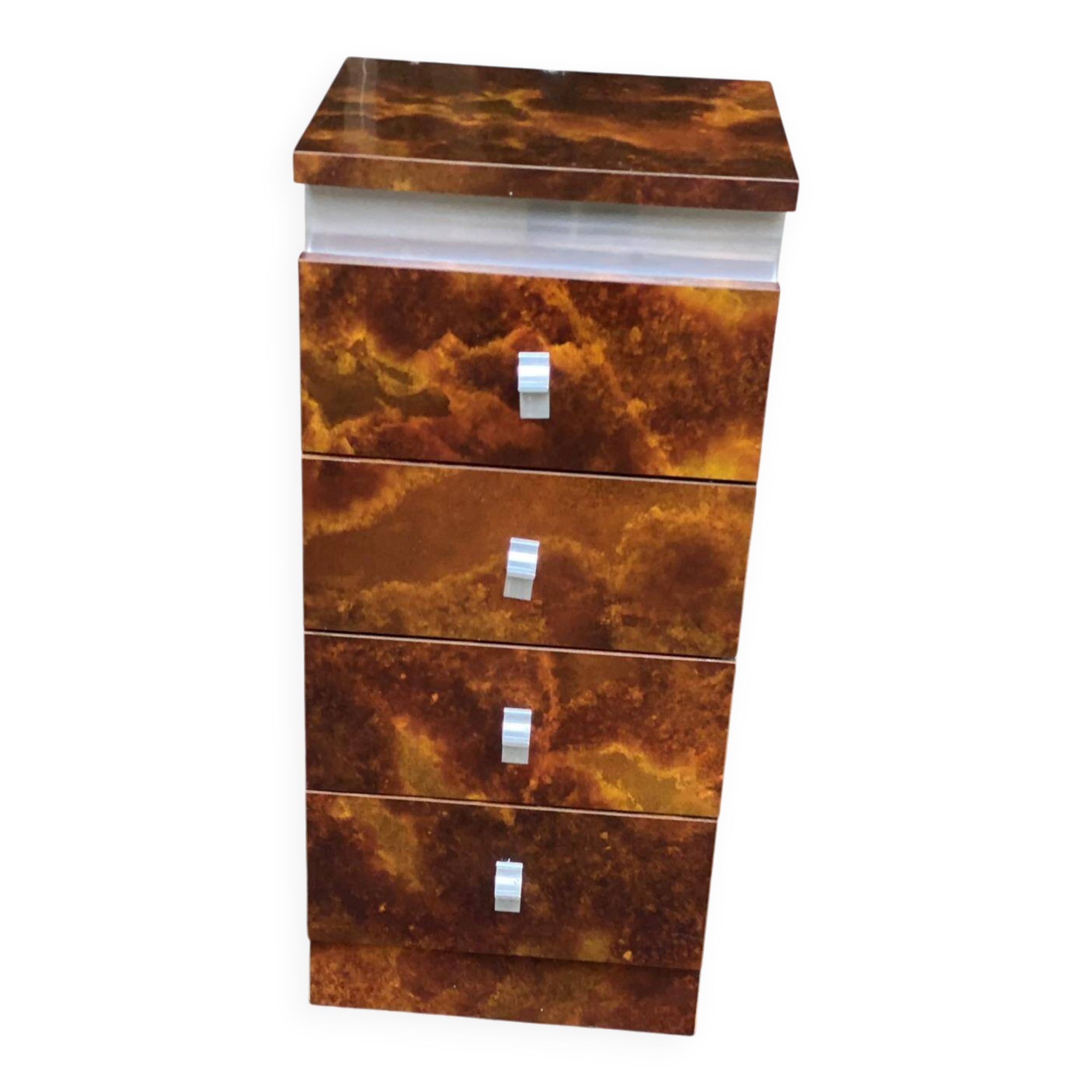 Commode loupe d'orme 1970 4 tiroirs