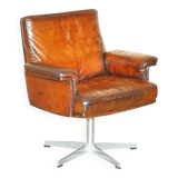 Mid Century Modern swivel office chair De Sede DS35 leather