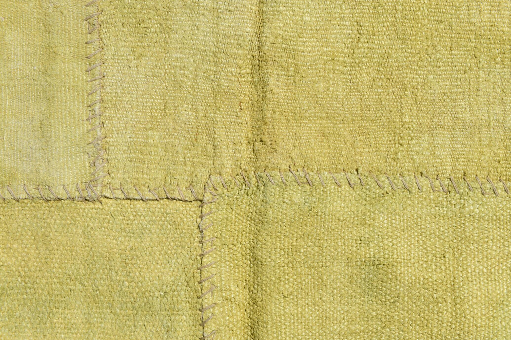 Mustard Yellow Decorative Turkish Kilim Carpet Rug, 212x305 Cm