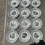 Creil Montereau - duo of blue plates