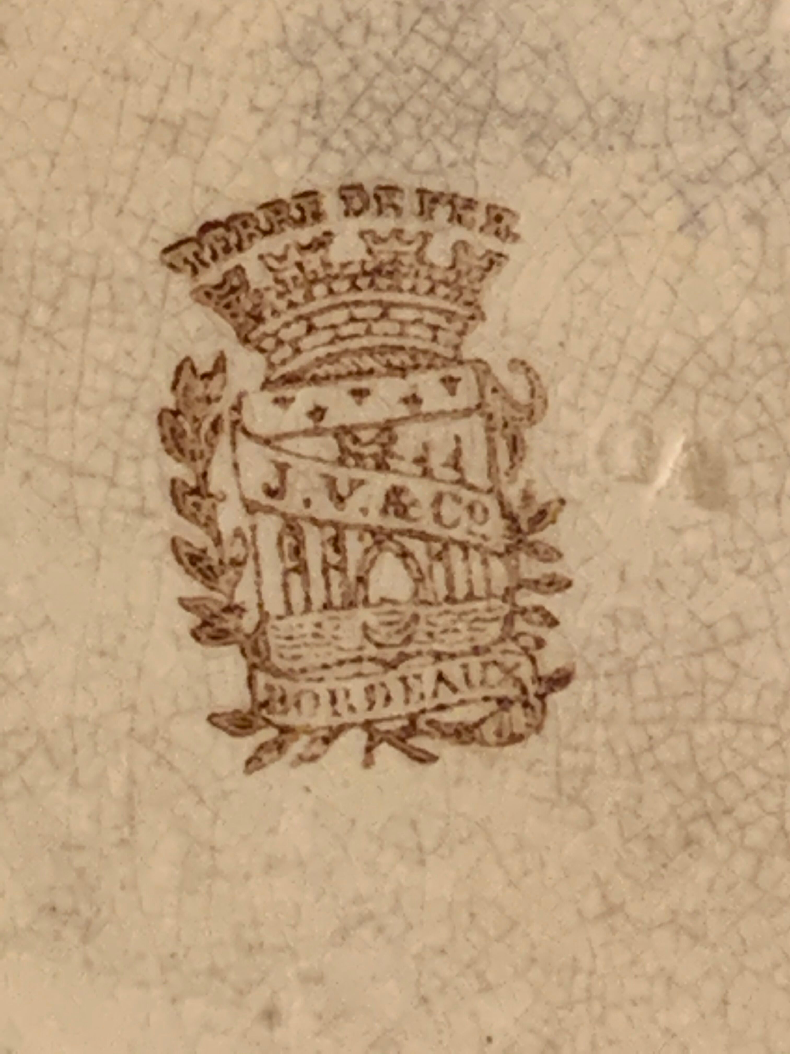 12 old polychrome flat plates Jules Vieillard Bordeaux, 19th century