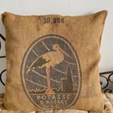 Cushion old hemp canvas "Potash d'Alsace"