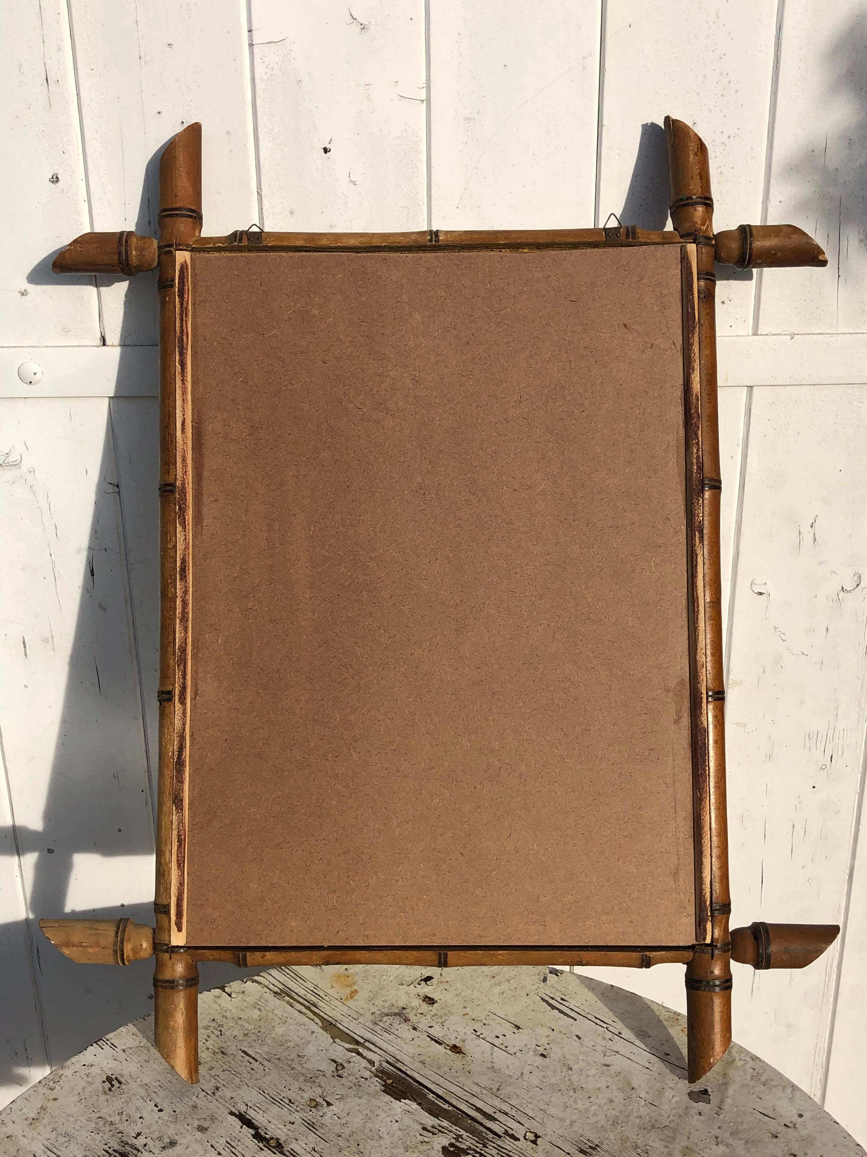 Bamboo style wooden mirror, 68 x 55 cm