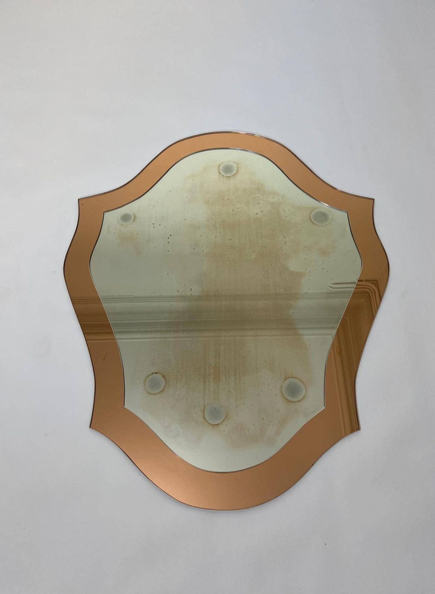 Double miroirs superposés design baroque, France 1970