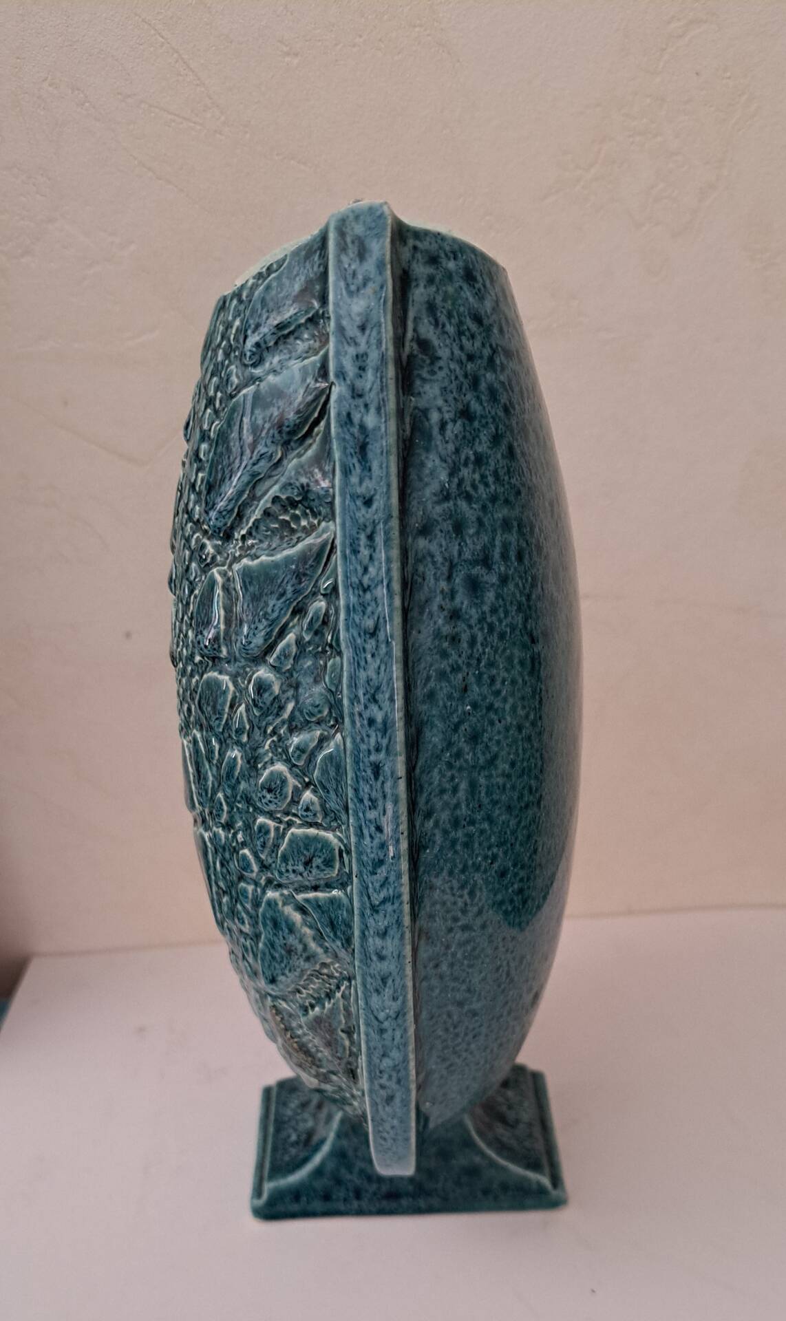 Turquoise vase signed Delmotte