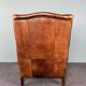 Fauteuil vintage en cuir de mouton patiné