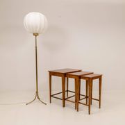 Nested tables in Art Deco style made of mahogany and stained birch, NK Sweden, 1940s.