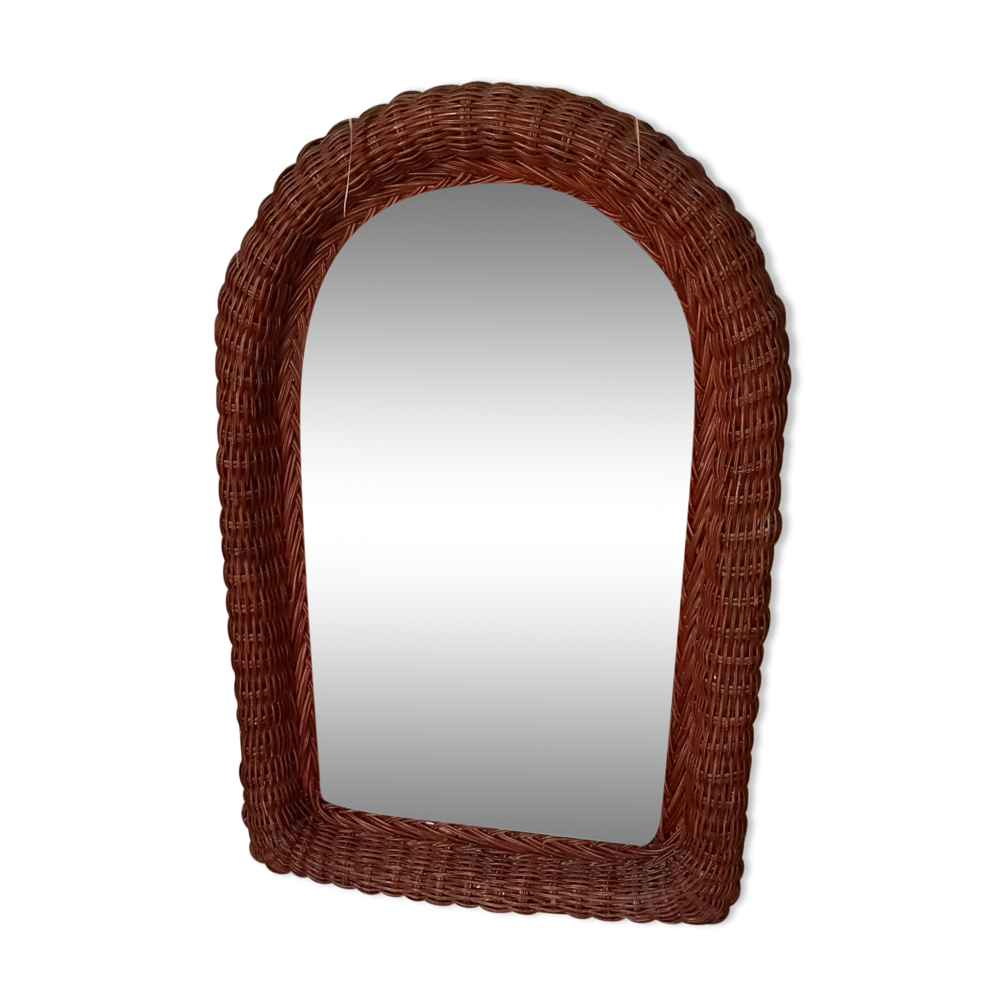 Vintage braided wicker mirror 72x47cm