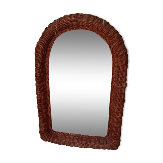 Vintage braided wicker mirror 72x47cm