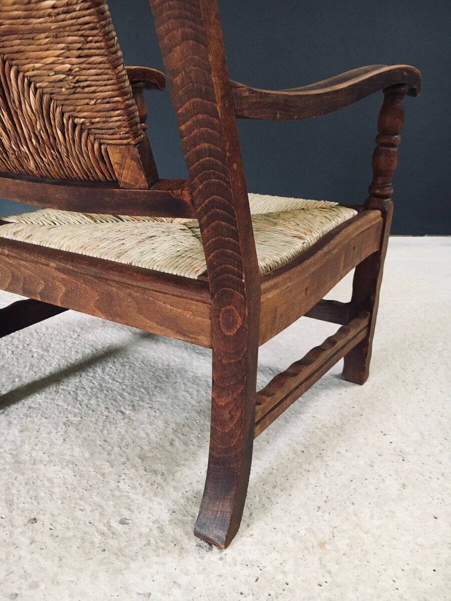 Arts & Crafts Handcrafted Low Lounge Armchairs, Belgium, 1920s, Set of 2