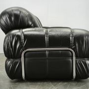 1970s Italian Two-Seat Sofa by Adriano Piazzesi in Chrome and Leatherette