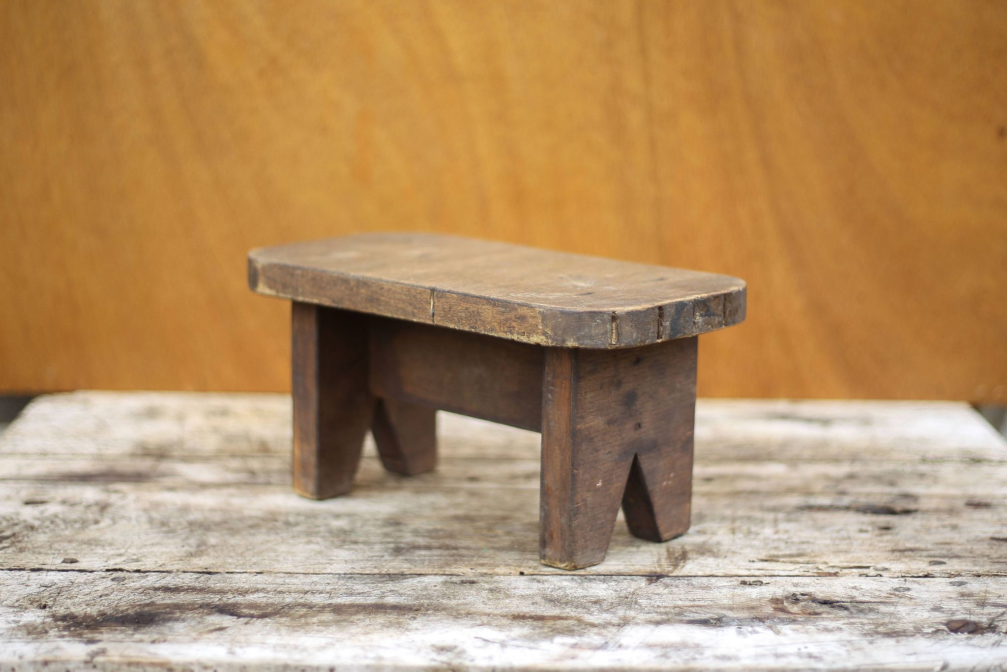 Mini wooden stool, wooden step stool, vintage footrest, plant holder