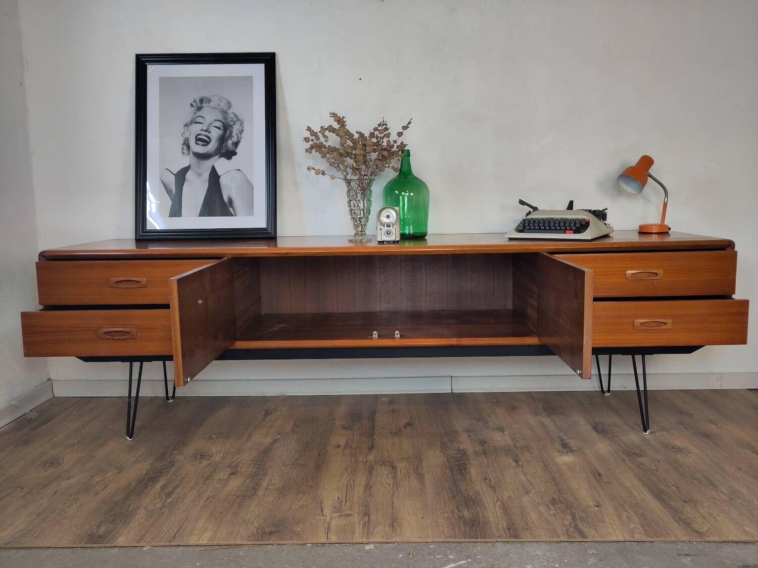 Scandinavian teak and metal sideboard
