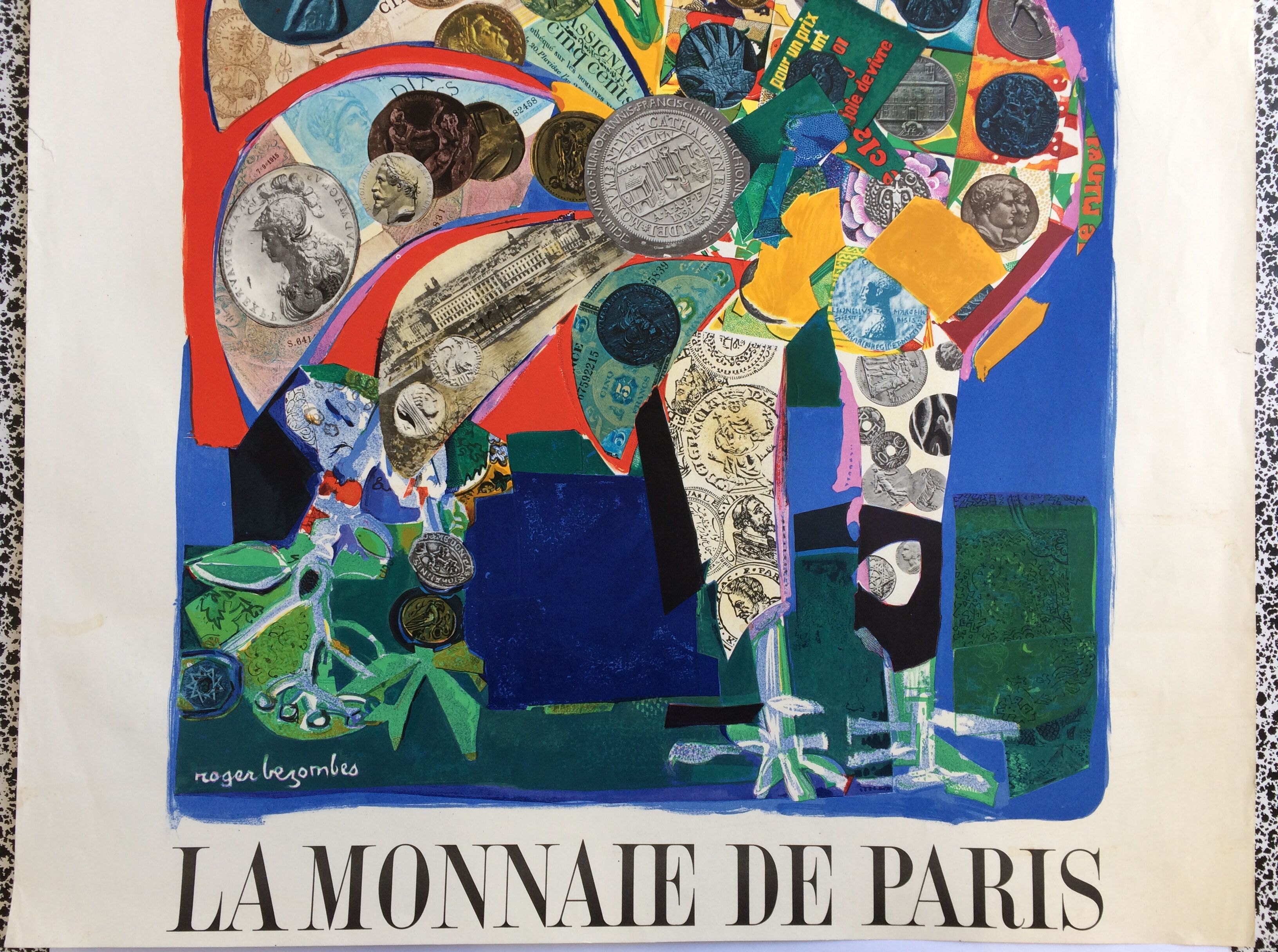 Affiche lithographique de Roger Bezombes, La Monnaie de Paris, 1968-69