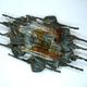 Large brutalist iron & ice Murano glass sconce / wall lamp, 1960s