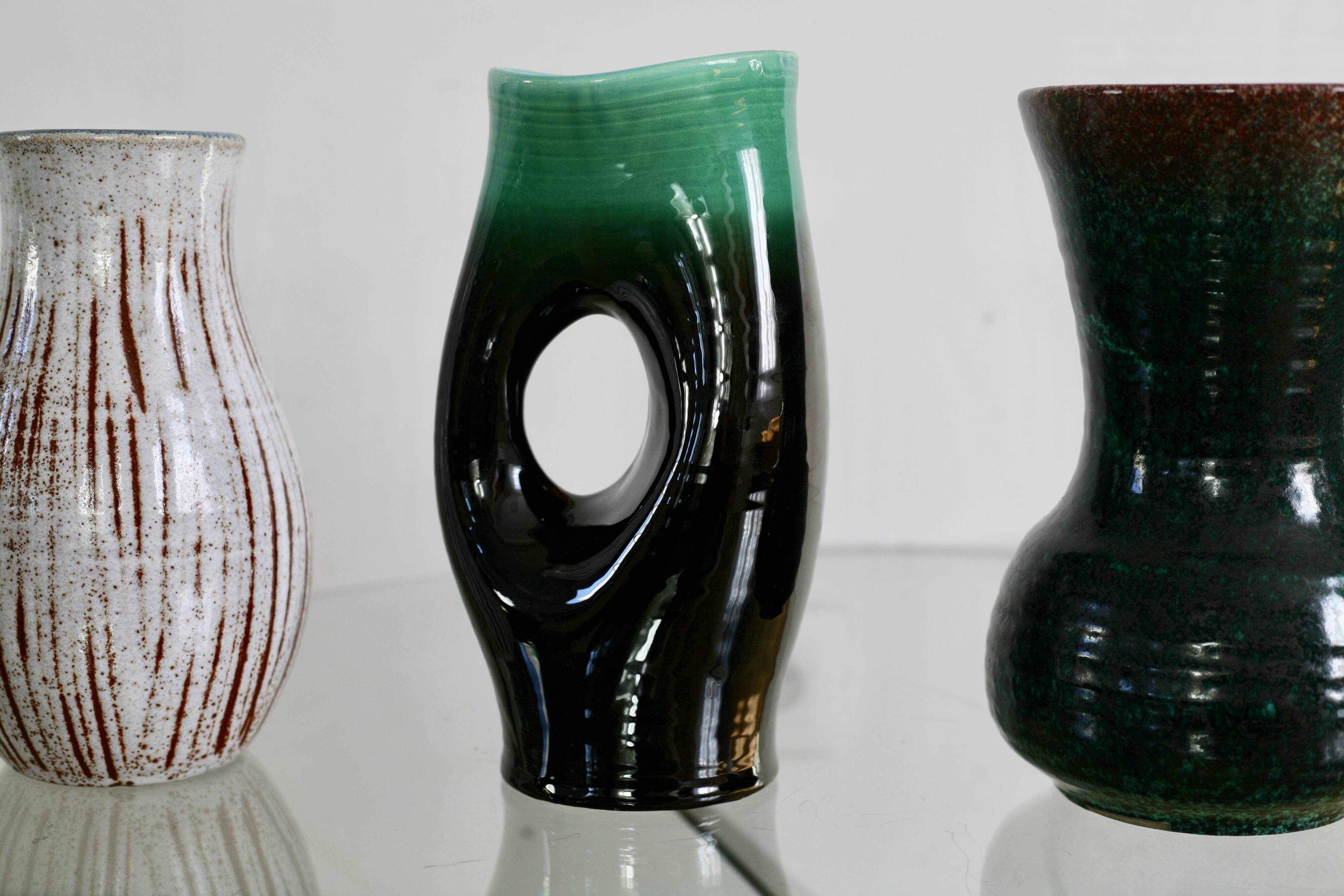 Set of 4 Accolay vases, signed ceramics, France, 1960s
