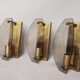 Set of 3 smoked glass and brass wall sconce lamps