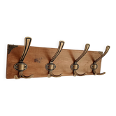 Wall-mounted coat rack in wood – 4 metal hooks – 45 cm