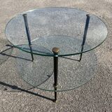 Tripod coffee table double tops vintage 10960