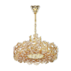 Golden brass chandelier with crystal glass inlays by Palwa, Germany, 1970s.