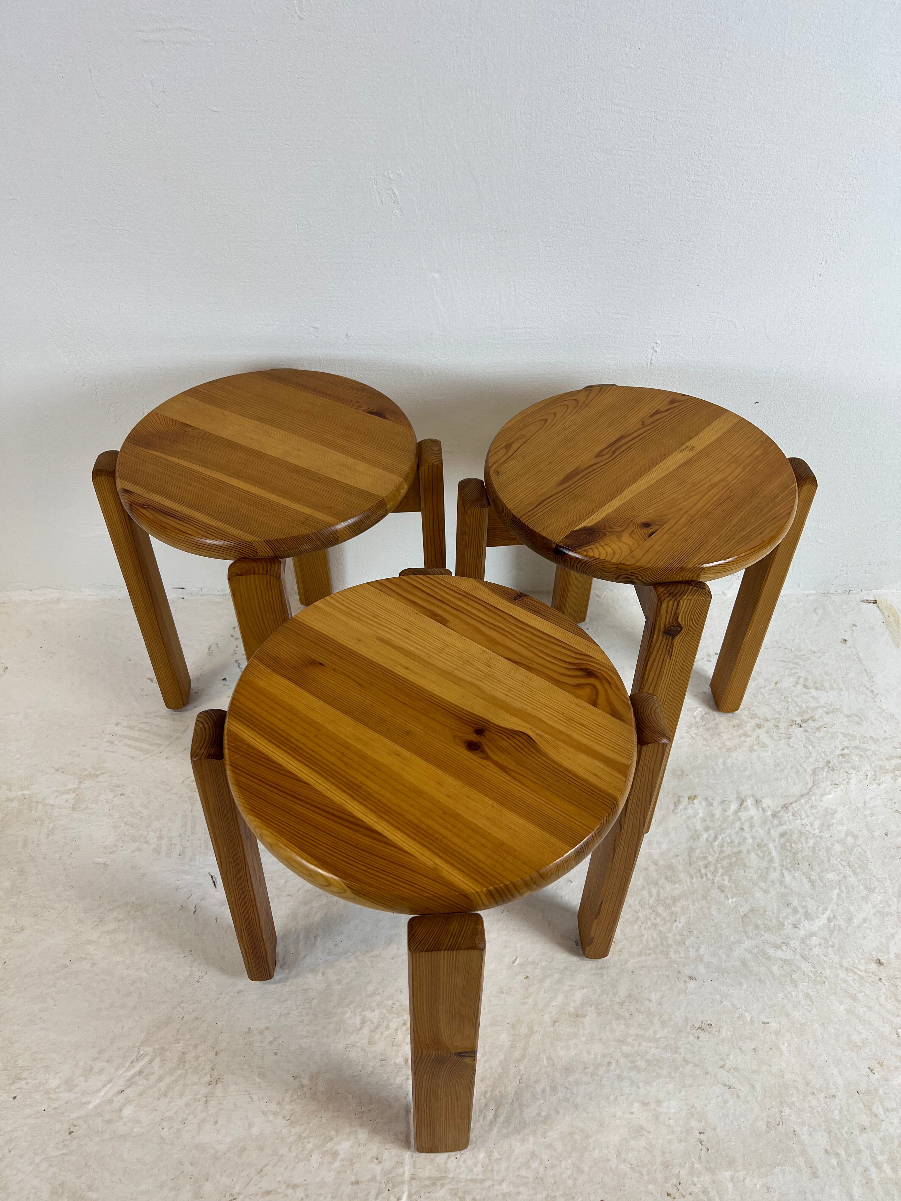 Mid-century stool trio, 1970
