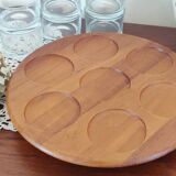 Old Scandinavian teak turntable aperitif tray