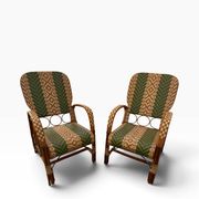 Fauteuils en rotin éclissé style Audoux Minet des années 50 F