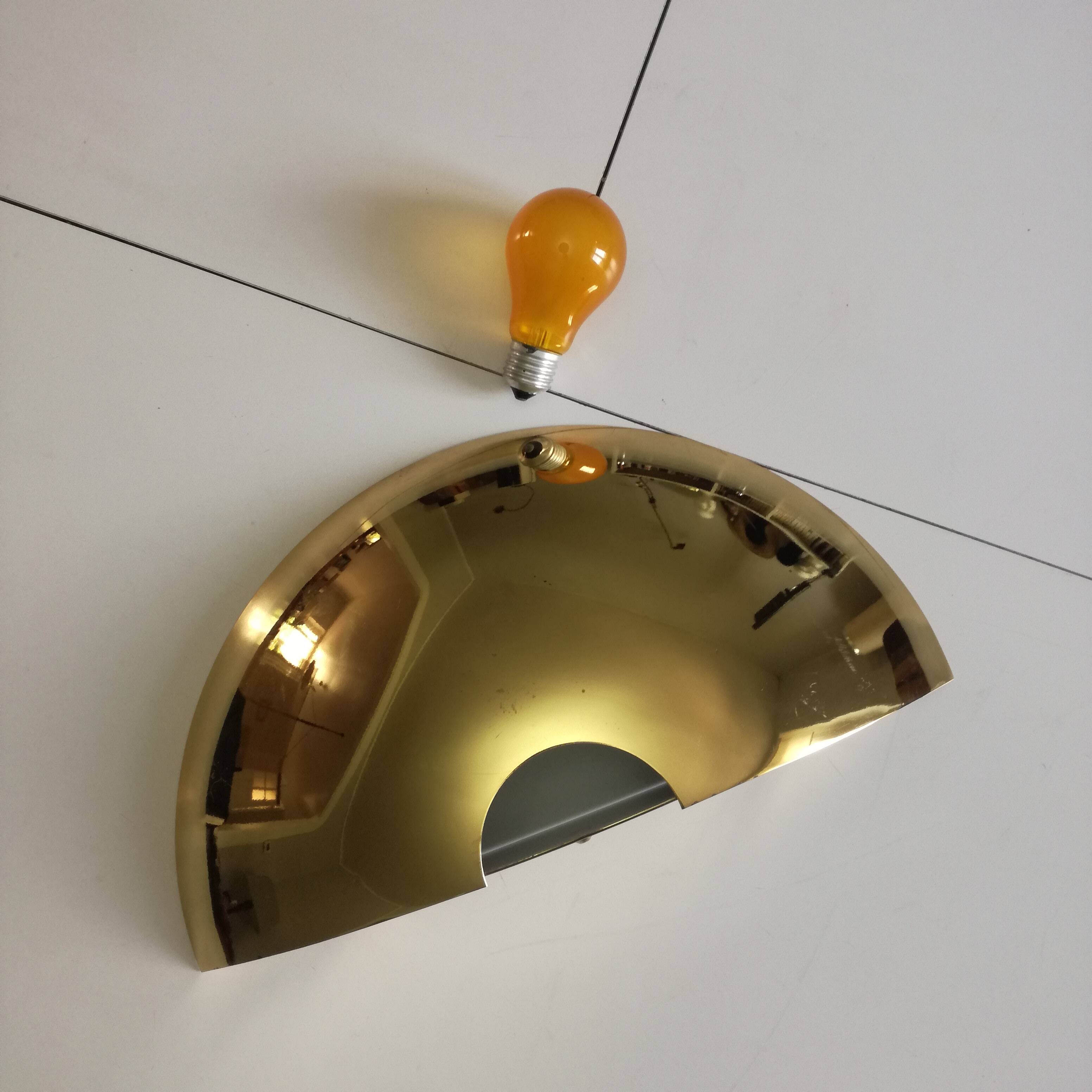 40 cm half-moon brass wall light