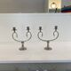 Silver Plated Pair Double Swan Candelabra Candleholders Sculptural 1970s