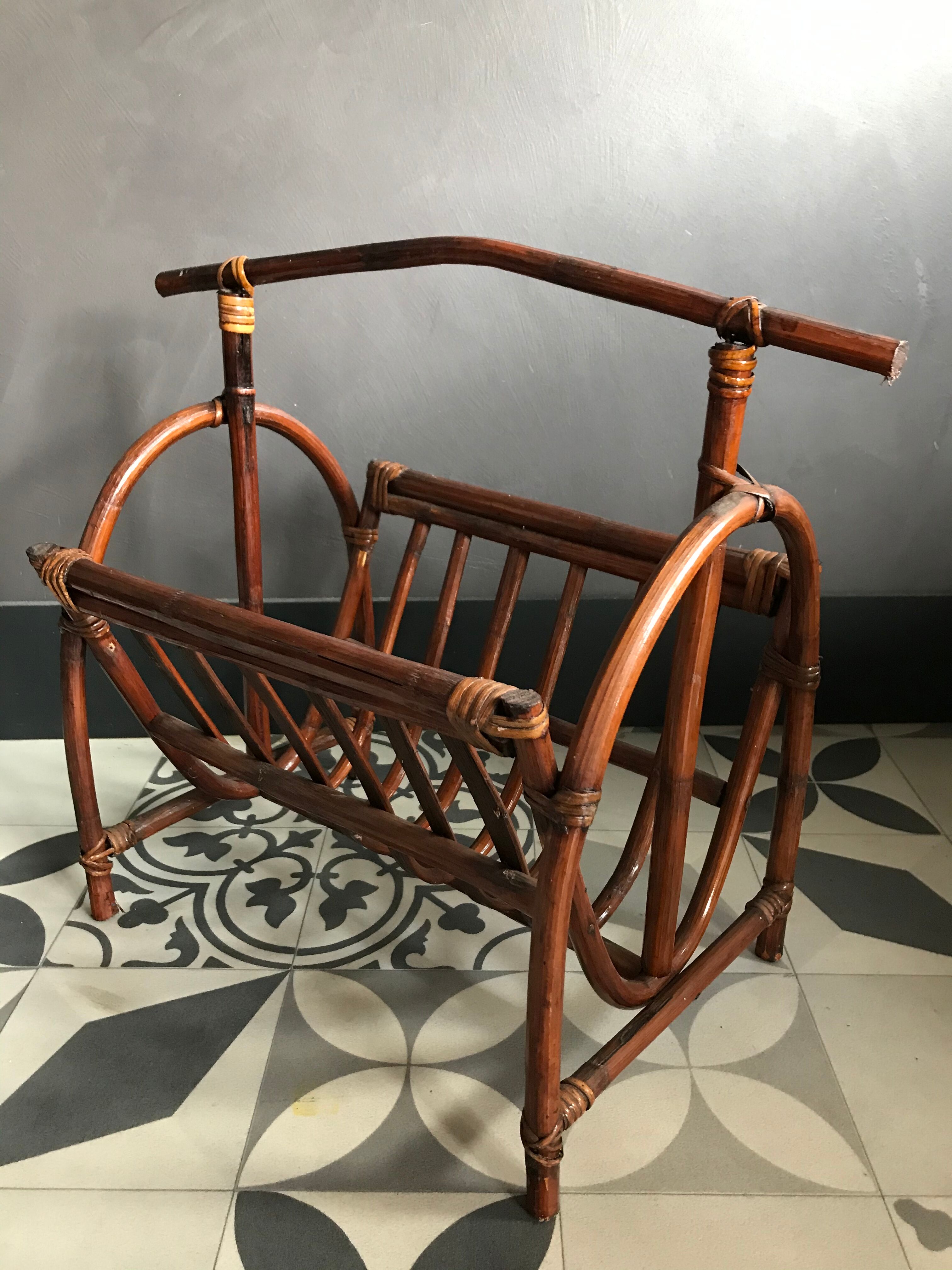 Rattan magazine holders