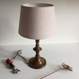 Vintage brass and velvet geometric lamp