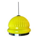 Large Space Age yellow glass hanging light