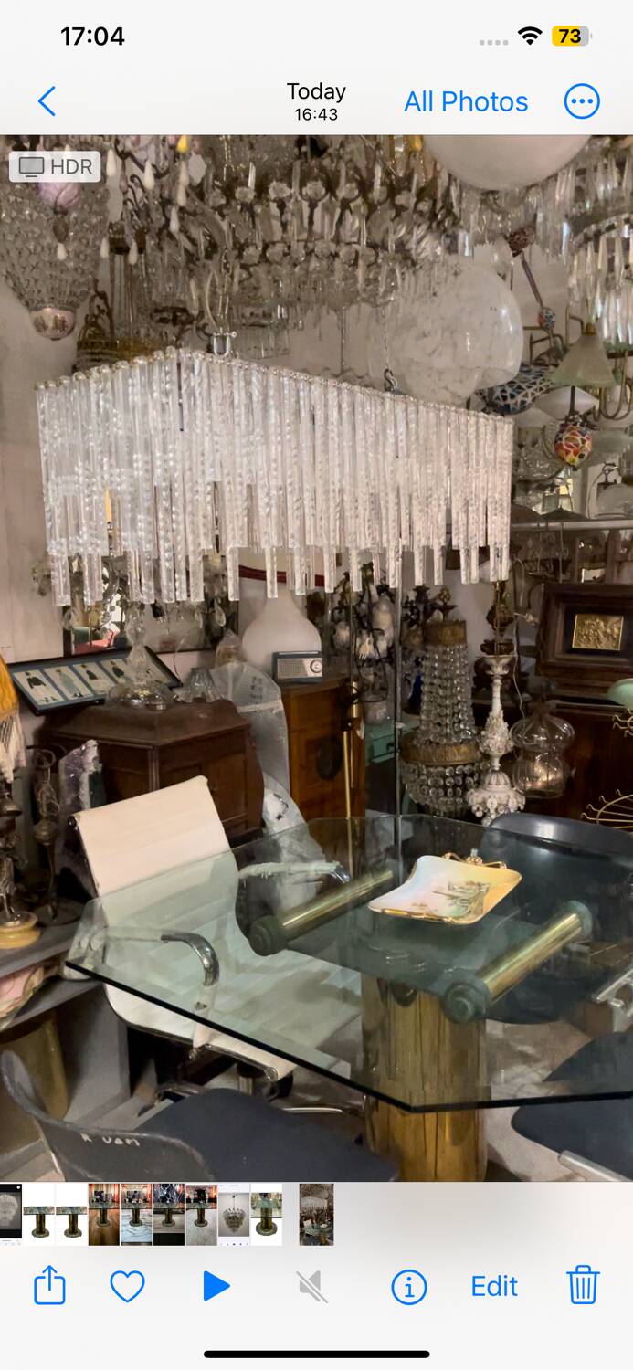 Large Rectangular Murano Glass Rod Chandelier 1980’s