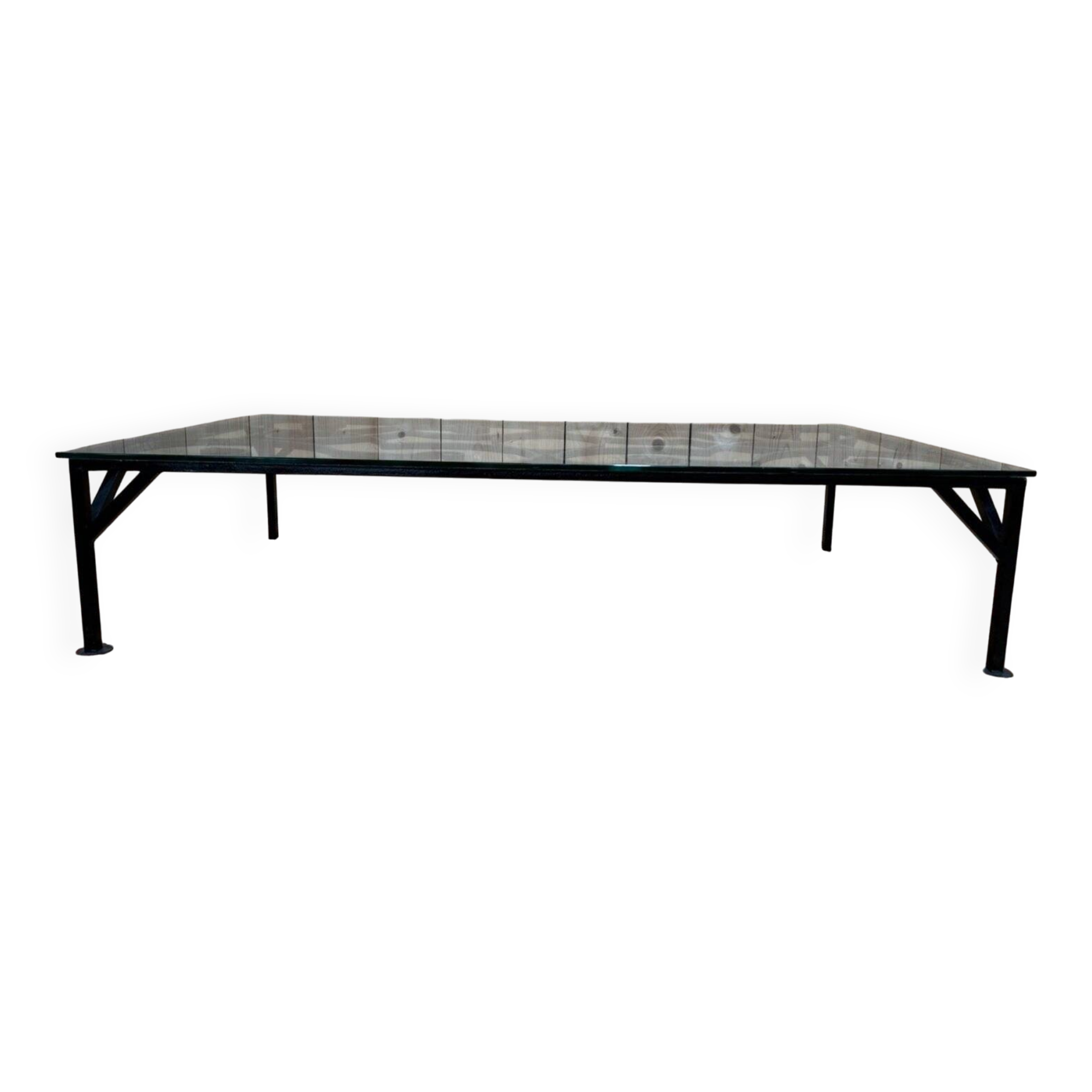 Wrought iron and glass coffee table from the 1900s.