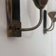 Pair of vintage double wall lights, brass and opaline, France 1950