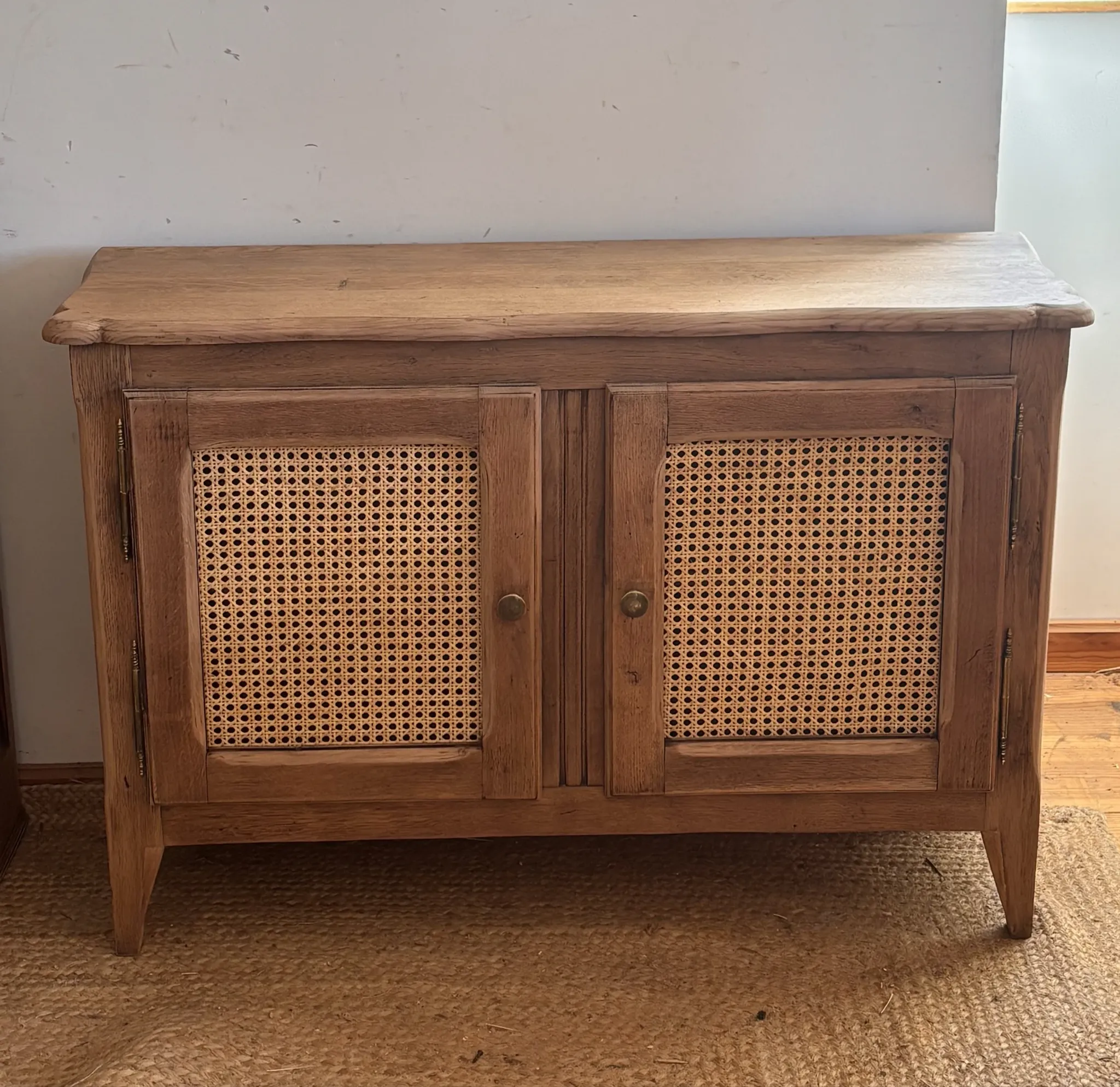 Old solid oak TV cabinet with cane - entrance cabinet