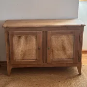 Old solid oak TV cabinet with cane - entrance cabinet