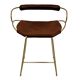 Organic kitchen bar stool c. Metal Brass and Cognac Leather Backrest