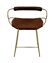 Organic kitchen bar stool c. Metal Brass and Cognac Leather Backrest