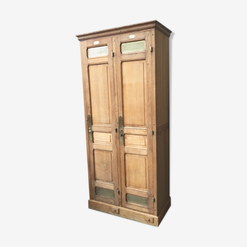 Former wardrobe of the Bank of France in light oak, 2 doors, years 30