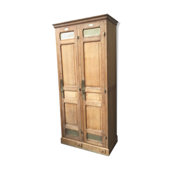 Former wardrobe of the Bank of France in light oak, 2 doors, years 30