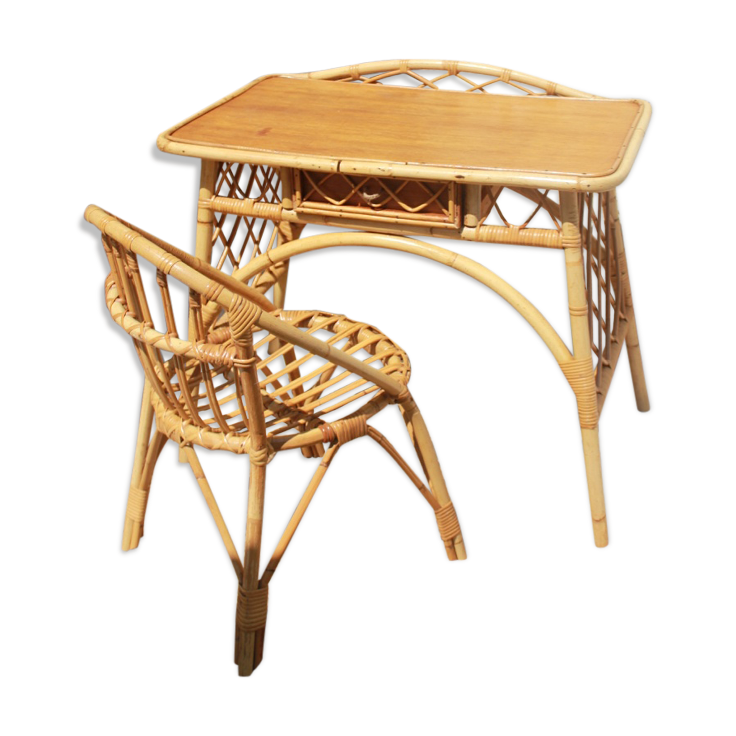 Office and matching chair in vintage rattan